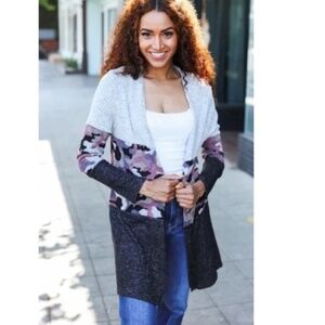 "The Angelina" Mauve Camo Colorblock Cardigan